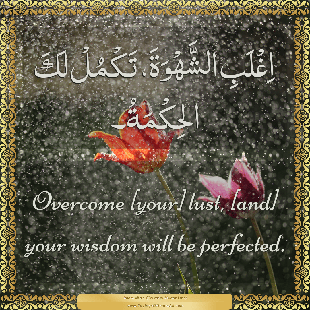 Overcome [your] lust, [and] your wisdom will be perfected.